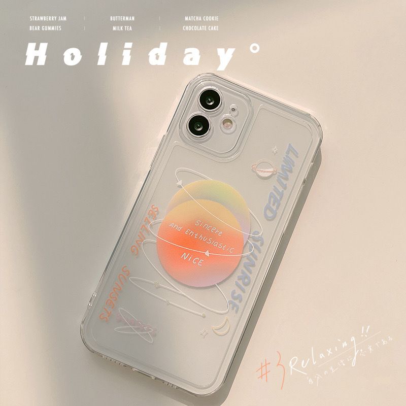 Orange Moon Pattern Case Soft Silicone Cover Mobile Phone Protective Case