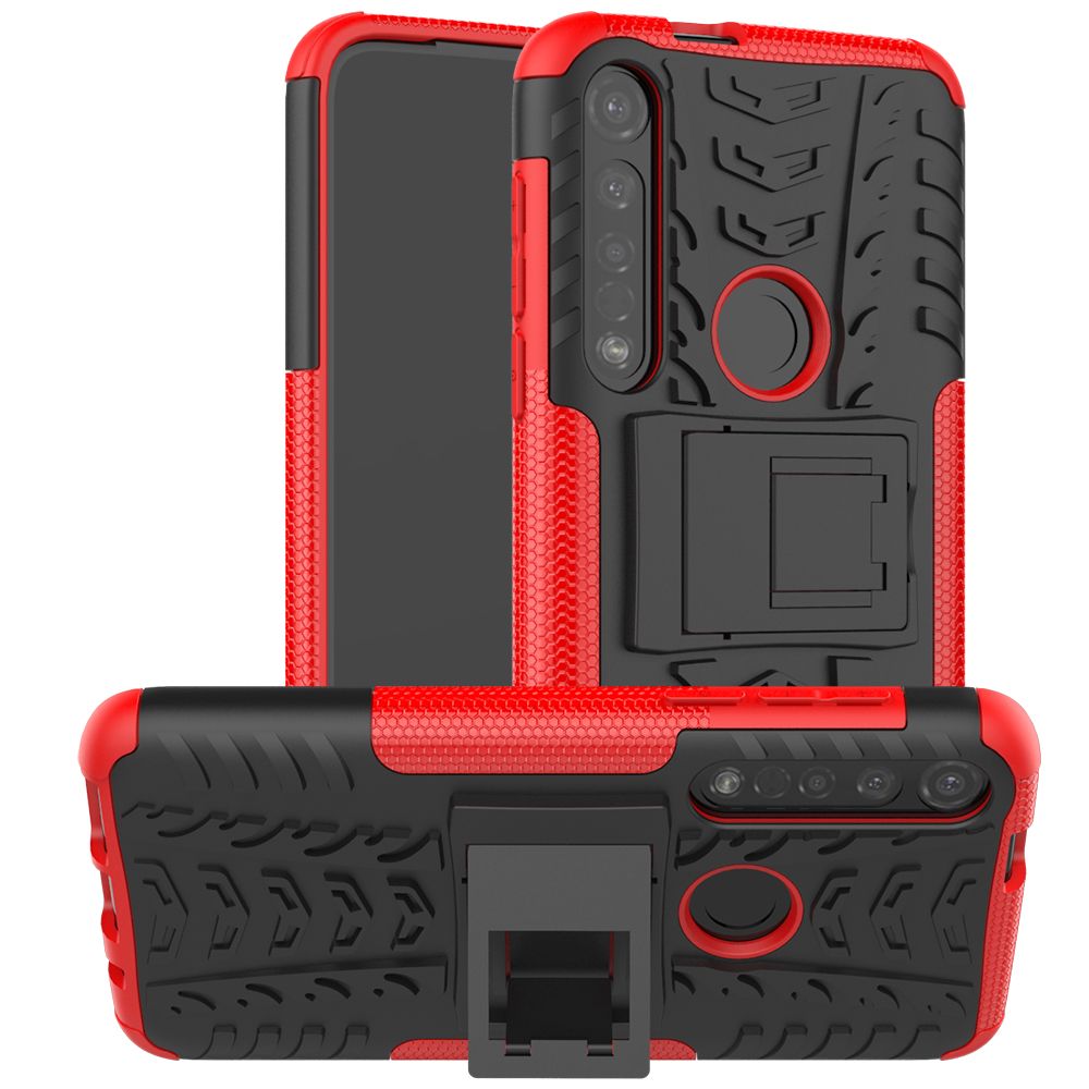 Heavy Duty Armor Tough Hybrid Shockproof Dual Layer Kickstand Protective Case Cover For Motorola Moto G8 Plus