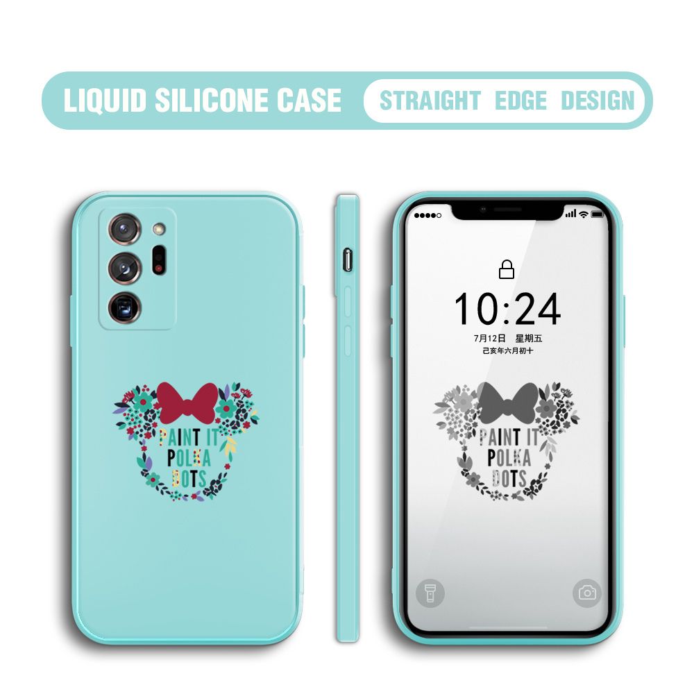 BILI for Samsung Galaxy Note 20 Ultra Back Cover Flowers Minnie Multicolor Liquid Silicone Phone Case Soft Square Lens Protection Phone Cases