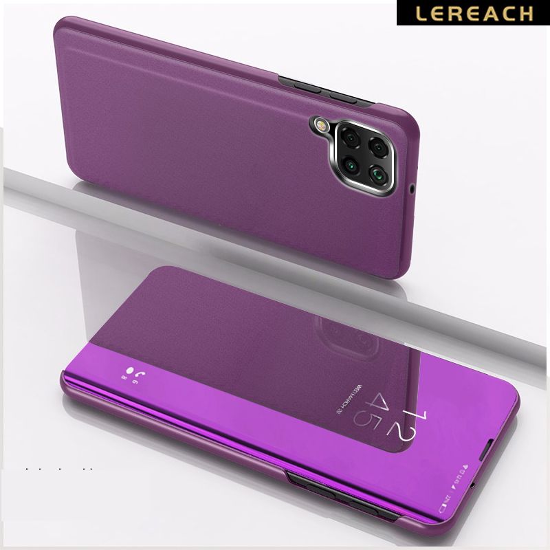 Lereach For Realme 8 / Realme 8 Pro Cove Case Leather Flip Cover plated Mirror + PU leather Back Cover Case