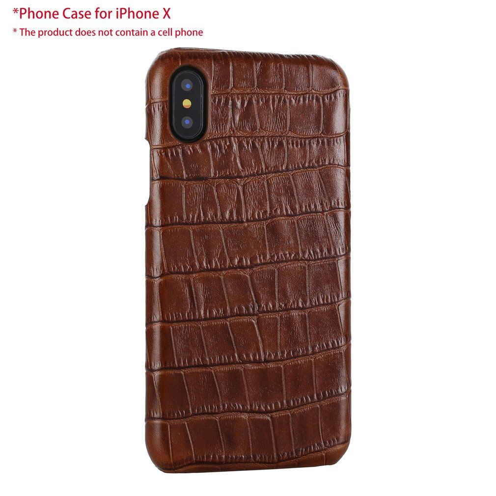 Upper Leather Back Cover Alligator Pattern Phone Case For Iphone For Samsung Brown For Iphone X