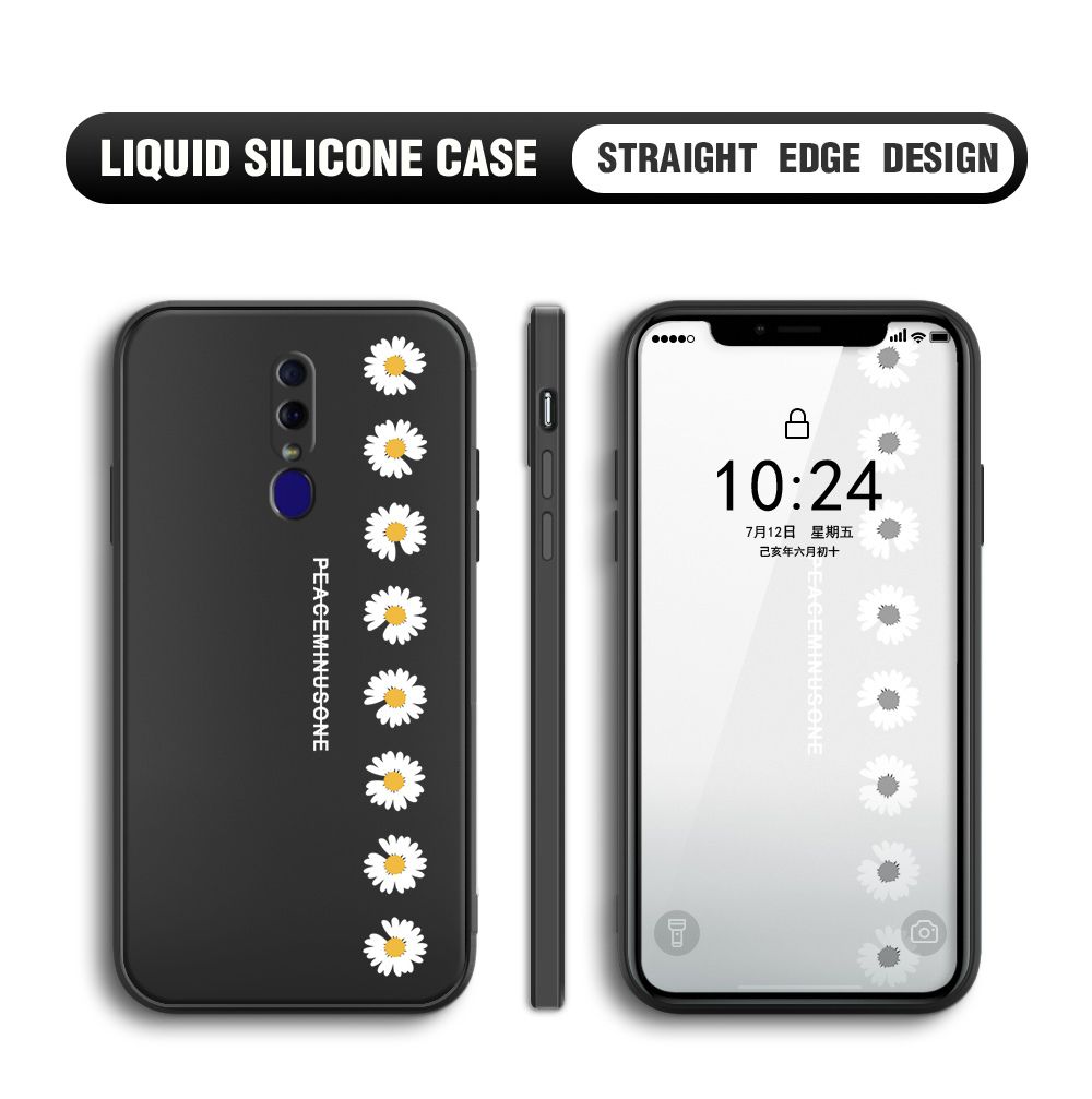 Jizetin for OPPO F11 Back Cover Fashion Style Daisy Pattern Design Liquid Silicone Phone Case Soft Full Camera Protect Phone Cases