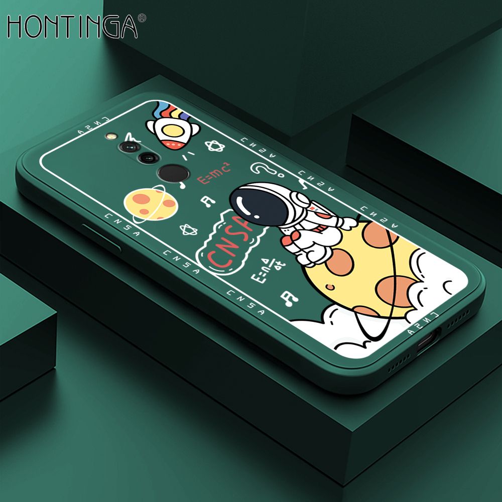 Hontinga for Xiaomi Redmi 8 Case Cartoon Astronauts Phone Case Phone Case Soft Square Edge Silicone Cases Full Lens Cover Shockproof Protection Cover