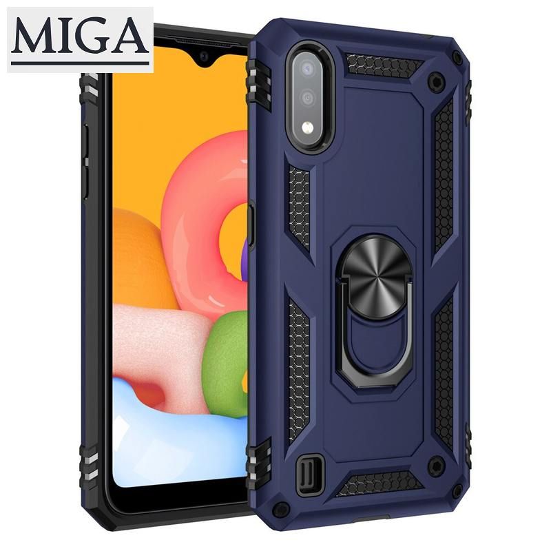 Luxury Armor Shockproof Case For Samsung A01 Case Hybrid For Samsung Galaxy A01 Case Metal Ring Cover 5.7 inch