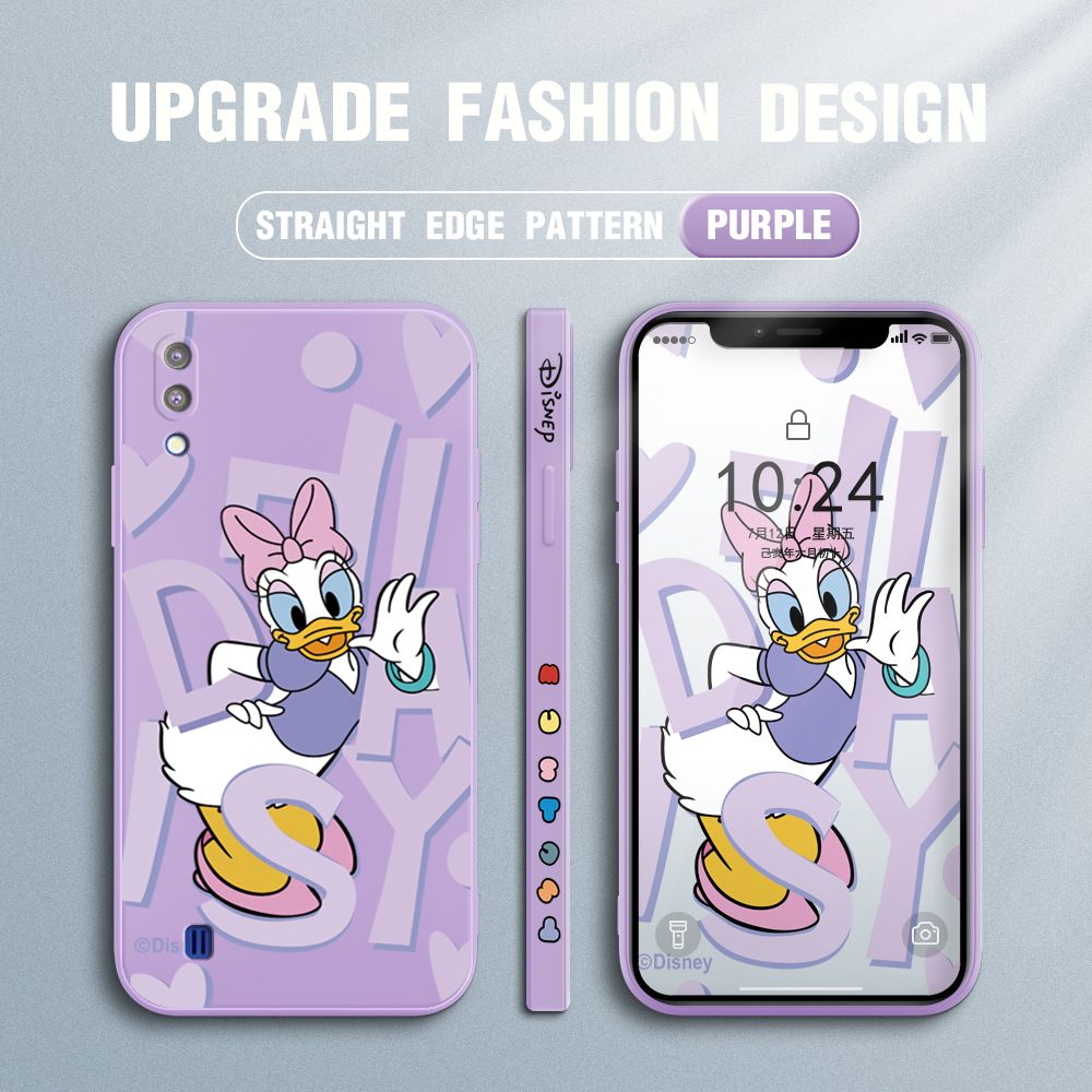 UCUC for Samsung Galaxy M10 Back Cover Cute Cartoon Characters Ultra Thin Soft Luxury Square Multicolor Liquid Silicone Phone Case