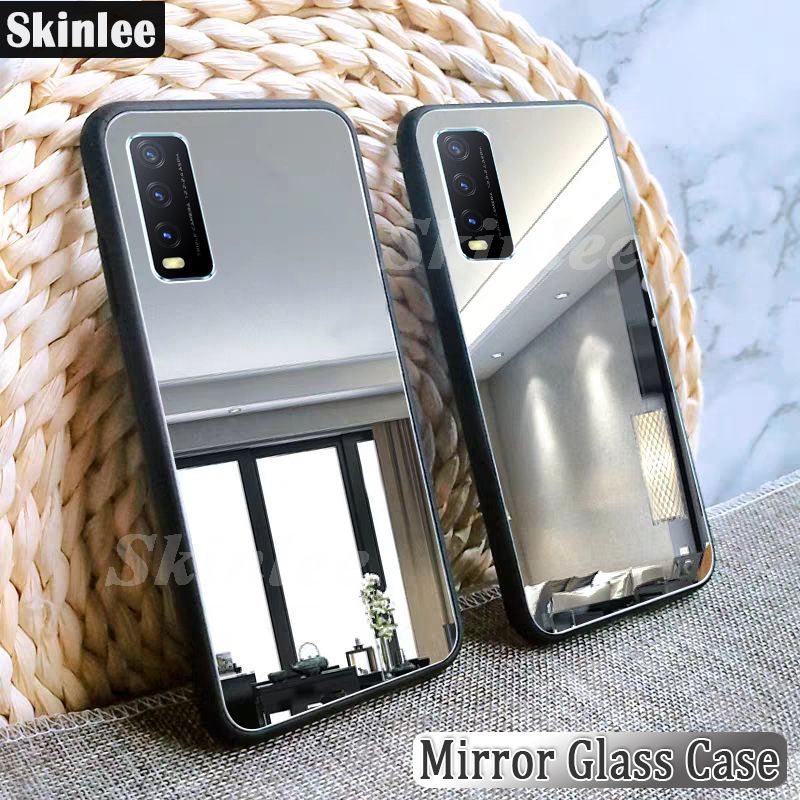 Phone Case Vivo Y20i Back Cover Luxury Plating Clear View Mirror Soft Phone Case Cover for Vivo Y20i Cosmetic Mirror