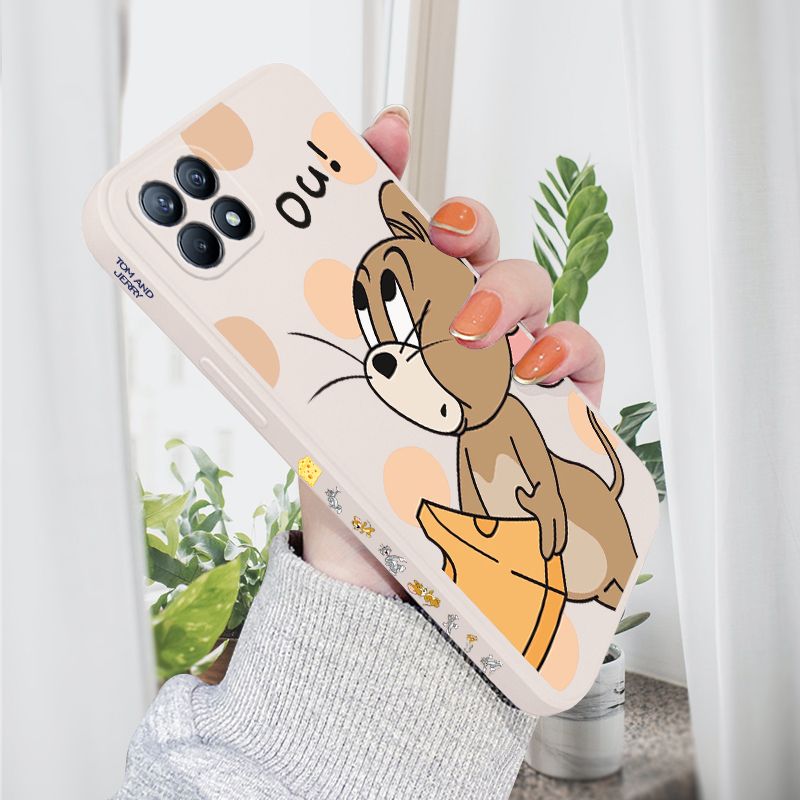AMORVOR for OPPO Reno 4 SE 5G Back Cover Cartoon Cute Lovely Side design Soft Case Liquid Silicone Phone Cases