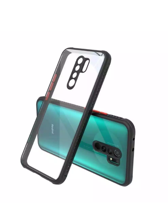 For Vivo Y19 Back Transparent Matte Cover Bumper protective Case - Black