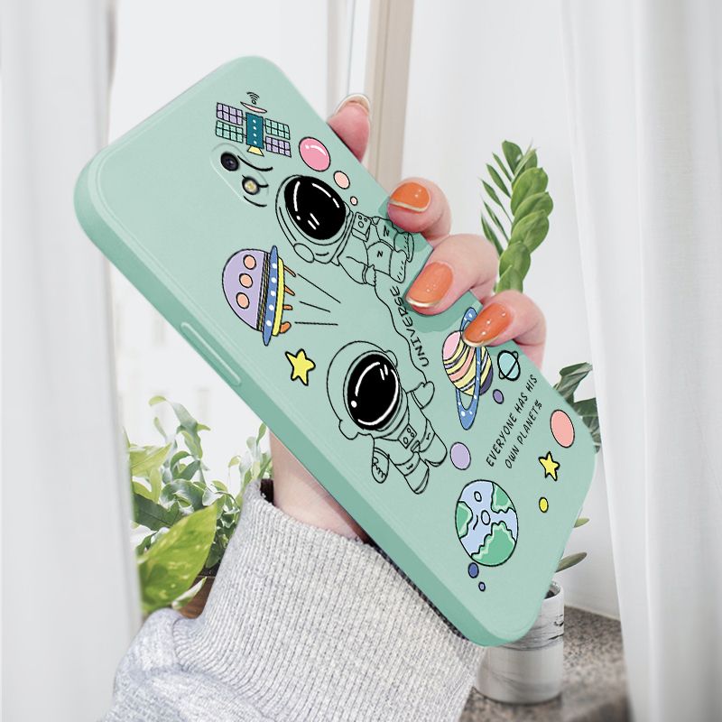 AMORVOR for Samsung Galaxy J7 Pro Back Cover Cartoon Cute Astronaut Side design Soft Case Liquid Silicone Phone Cases