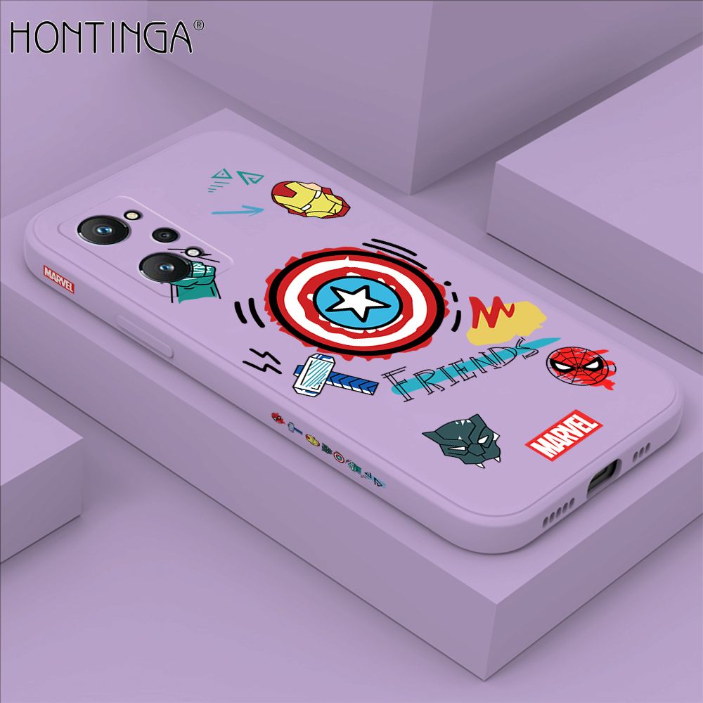 Hontinga for Realme GT Neo2 Case Side Design Trendy Cartoon Sign Back Cover Soft Square Edge Pattern Liquid Silicone Phone Cases
