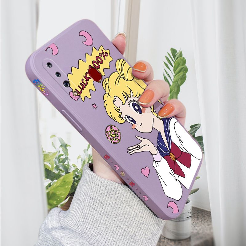 AMORVOR for Samsung Galaxy A20S Back Cover Anime Super Sailor Moon Side design Soft Case Liquid Silicone Phone Cases