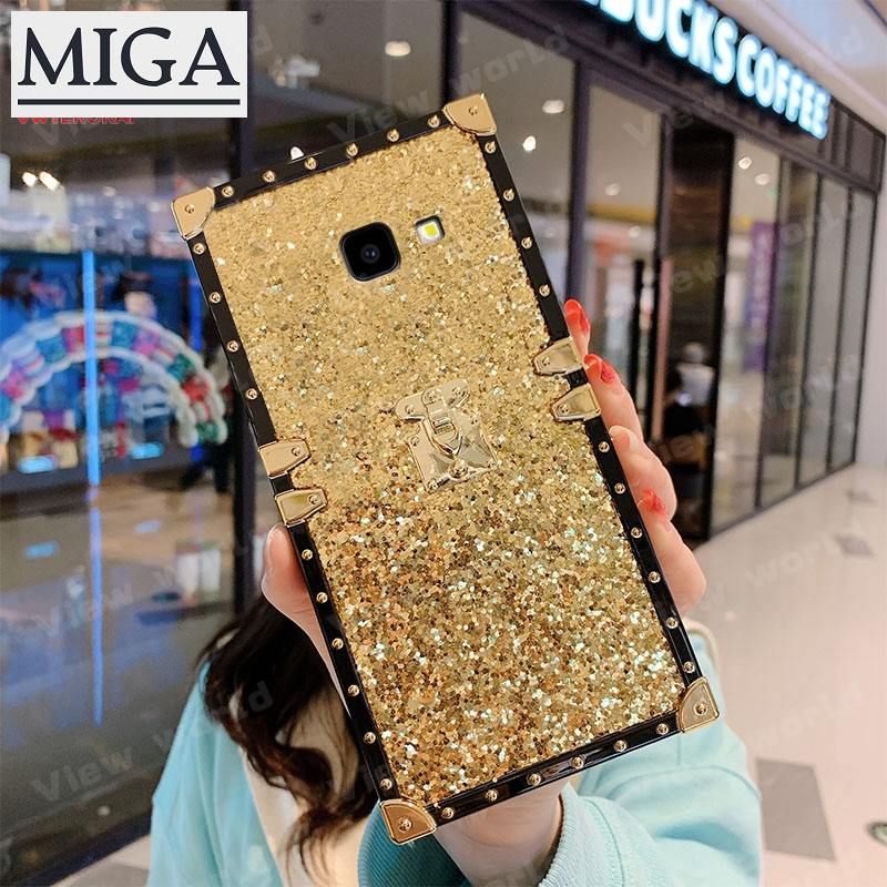 Luxury Bling Glitter Diamond Square Case Cover Soft Silicone Lady lovely Back Cover Case For Samsung Galaxy J4 PLUS Phone Case