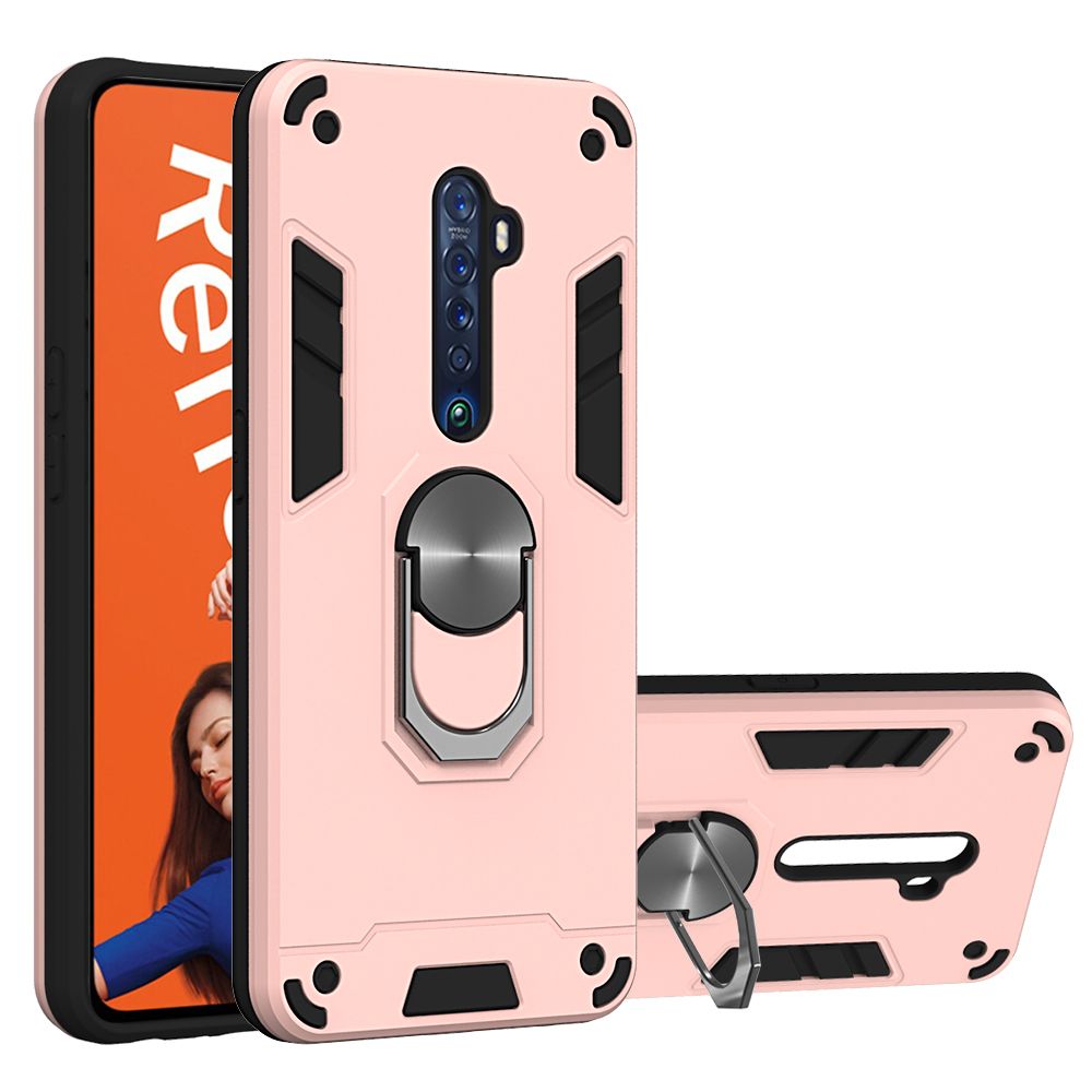 For OPPO Reno2 Double-layer Warframe Series with 360 Degree Rotating Ring Ruggedized Shock Protective Case