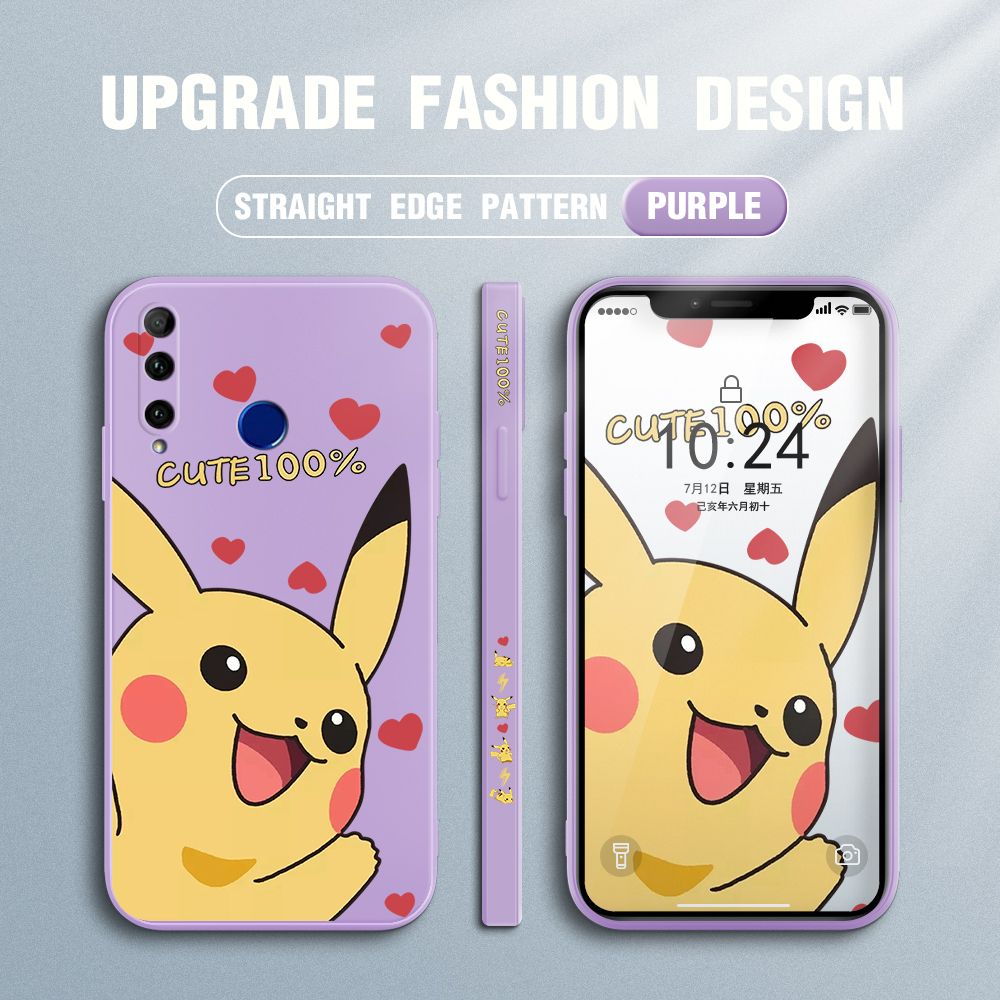 FHKL for Honor 20 Lite / 10I / 20I / P Smart Plus 2019 Back Cover Cartoon Pikachu Side design Soft Case Multicolor Liquid Silicone Phone Cases