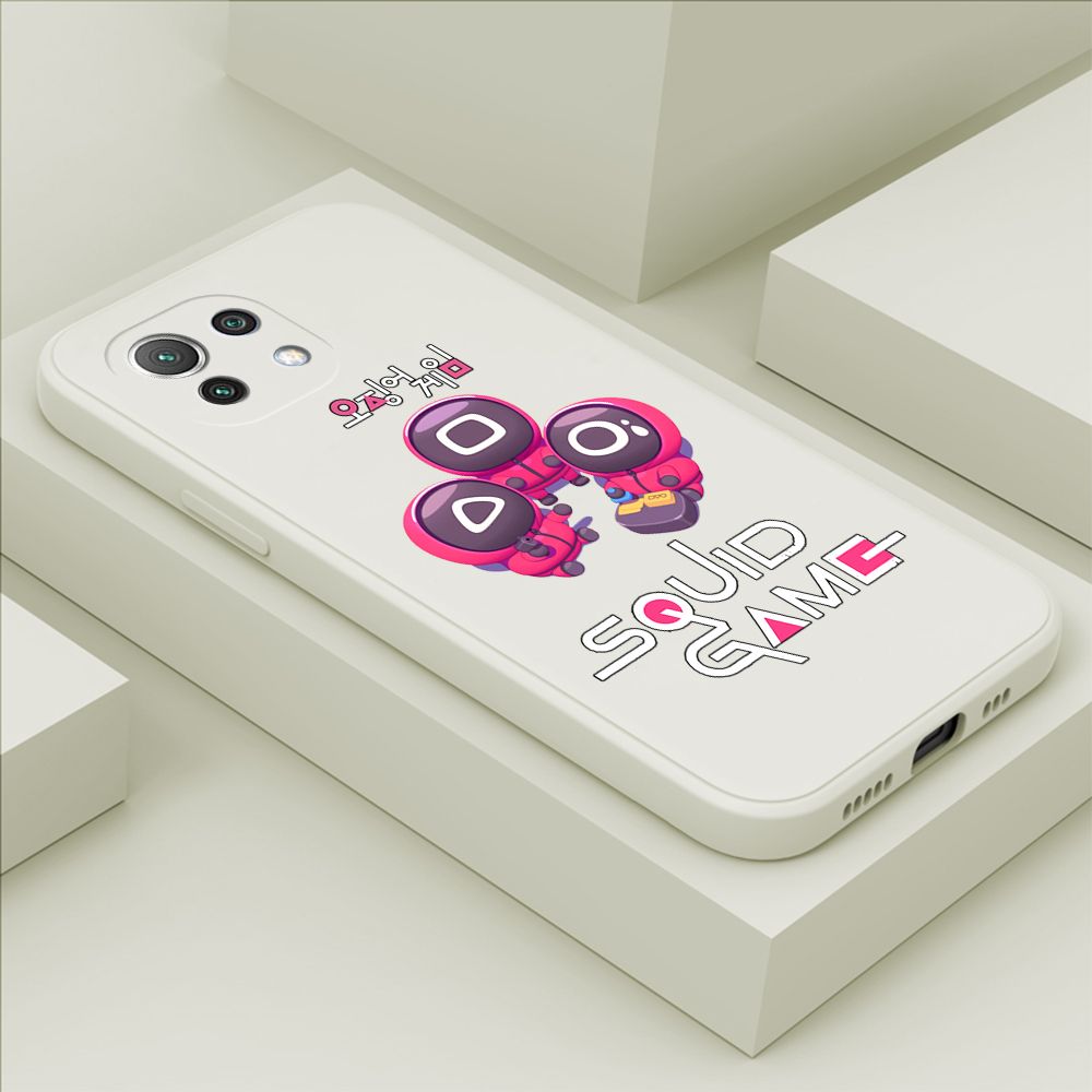 ZeroQiQi for Xiaomi Mi 11 Lite Case Cute Cartoon Cute Squid Character Phone Cover Square Liquid Silicone Shockproof Phone Protective Case