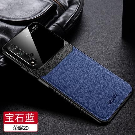 Case For Huawei Nova 5T  Leather Mirror Tempered Glass Shockproof Phone Back Cover