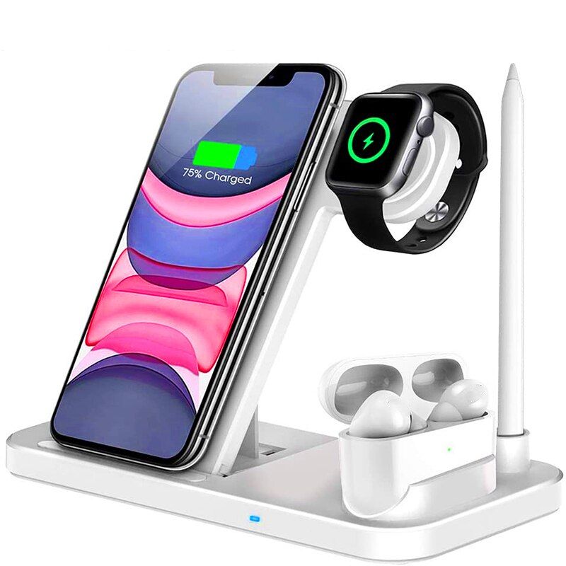 Wireless Charging Station 4 in 1 Dock Compatible with Apple iWatch Series SE 6 5AirPods and Pencil Fast Charger For iPhone 12 11