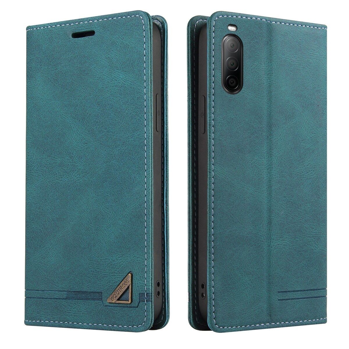 Retro Leather Wallet Foldable Built-in Card Slot and Magnetic Closure Protective Cover For Sony Xperia 10 II Phone Cover Case