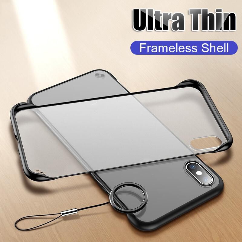 For iPhone X XR XS Max 8 7 PLUS 11 12 Mini Pro Max Ultra Thin Frameless Case Clear Matte Back Cover Rimless Transparent Housing With Phone Ring