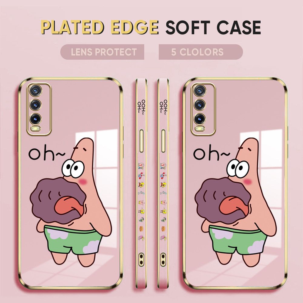 Luxury 6D Plating Case for Vivo Y85 / V9 Back Cover Cute Cartoon Side Print Soft Silicone Square Phone Cases