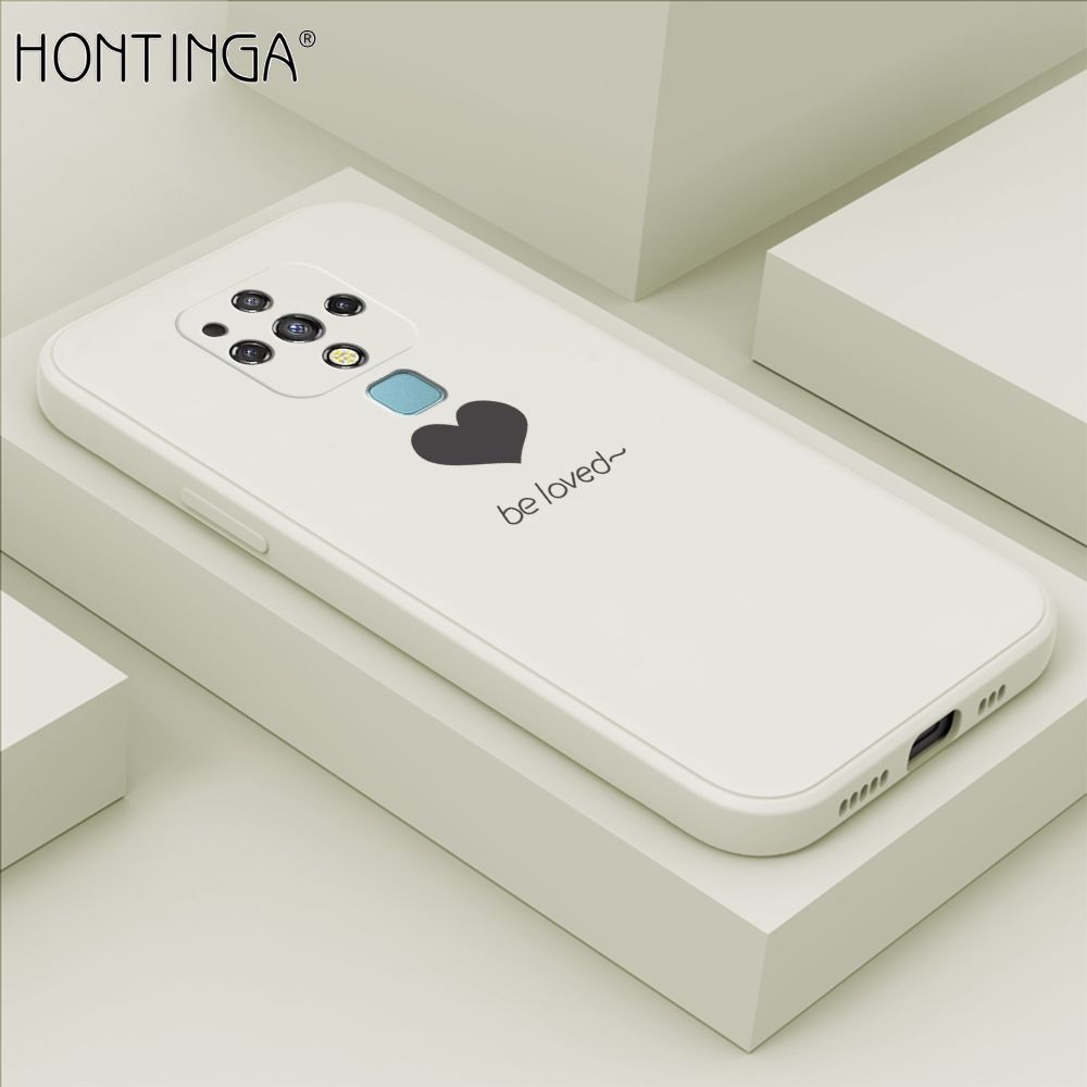 Hontinga for Tecno Camon 16 / Camon 16 Pro Back Cover Simple Lover Heart Pattern Case Soft Square Edge Liquid Silicone Phone Cases