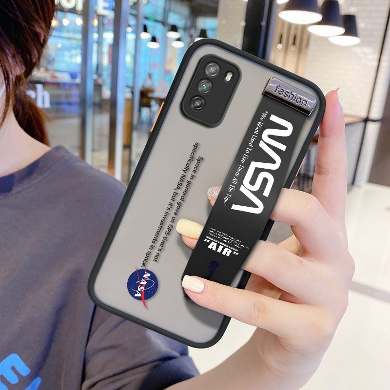 UCUC for Xiaomi POCO M3 Wrist Strap Case Popular NASA Wristband Printing Cover Shockproof Frosted Phone Case
