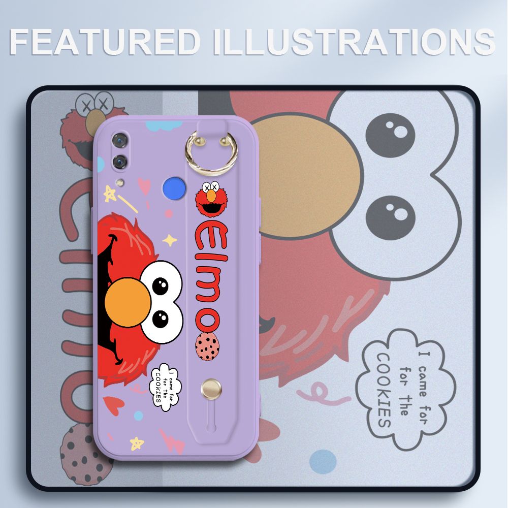 UCUC for Huawei Nova 3i Wrist Strap Case Creative Cartoon Red Haired Monster Cover Ultra Thin Anti Fall Liquid Silicone Phone Case