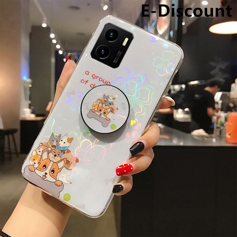 For OPPO A76 Case Cute Cartoon Bear Cases Soft Silicone Bracket Holder stand Back Cover Colorful Cherry Blossoms For OPPO A76 Back Cover