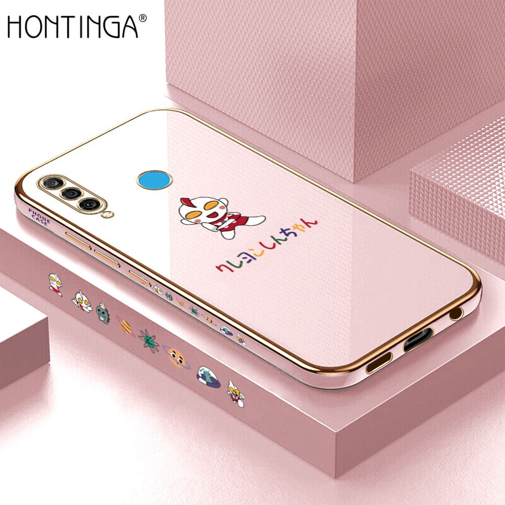 Hontinga for Huawei P30 Lite / Nova 4E Case Luxury 6D Plating Soft Casing Silicone Square Frame Phone Cover Shiny Bling Side Print Cartoon Childhood Memories Cases