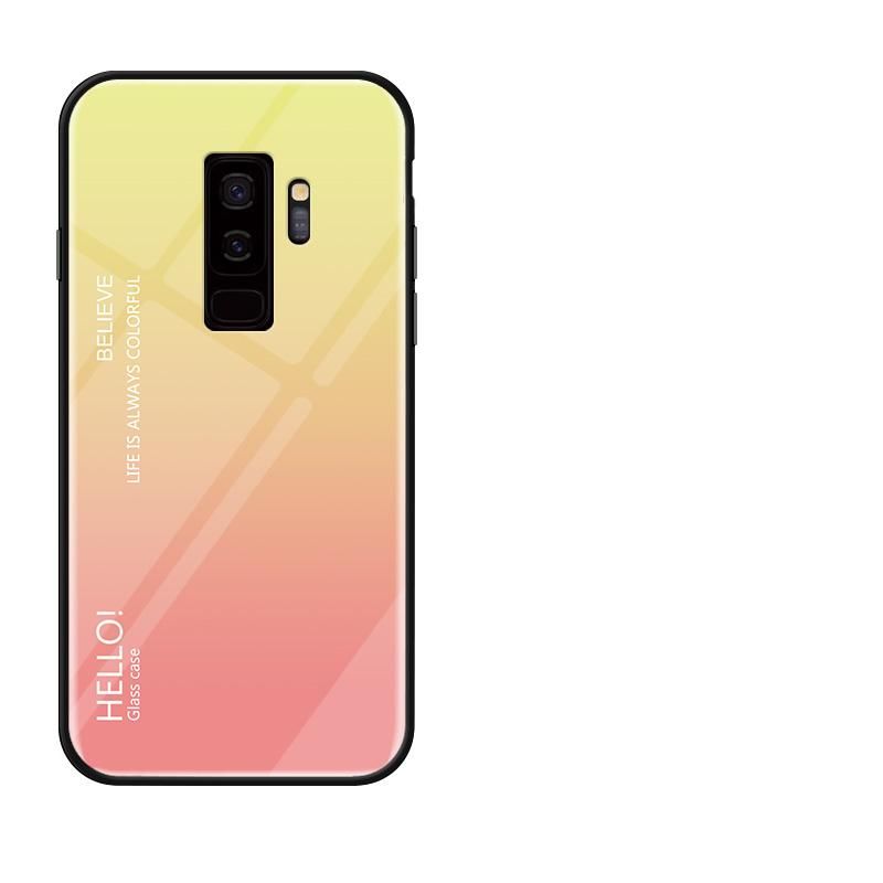 Gradient Color Tempered Glass Casing Protective Case Back Cover Soft TPU Bumper Case For Samsung Galaxy S9 plus Case