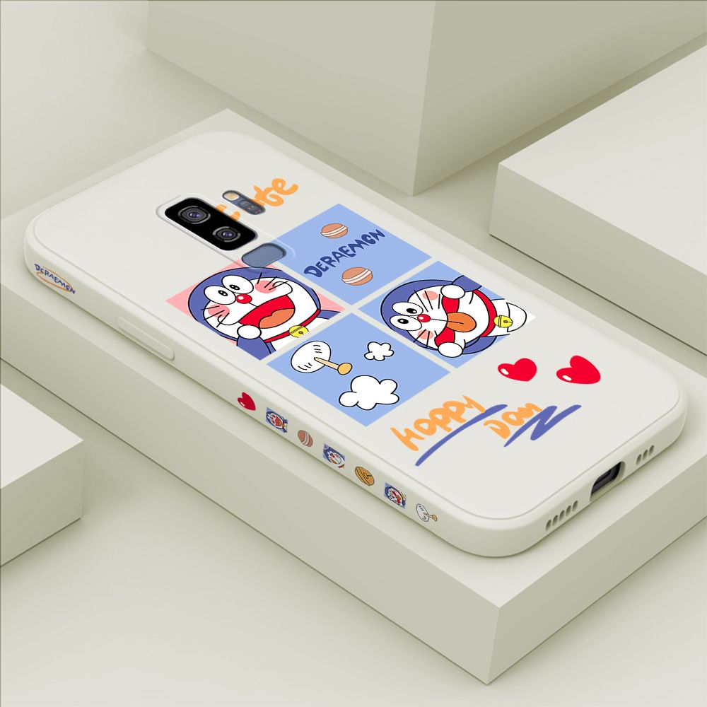 Hontinga for Samsung S9 Plus Case Side Design Cartoon Cute Cat Back Cover Soft Square Edge Pattern Liquid Silicone Trend Phone Cases