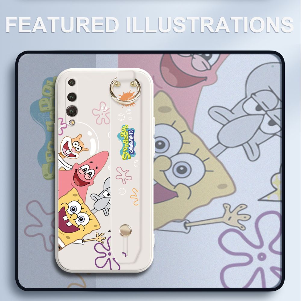 UCUC for Huawei P20 Pro Wrist Strap Case Funny Cartoon Sea Creatures Cover Ultra Thin Anti Fall Liquid Silicone Phone Case