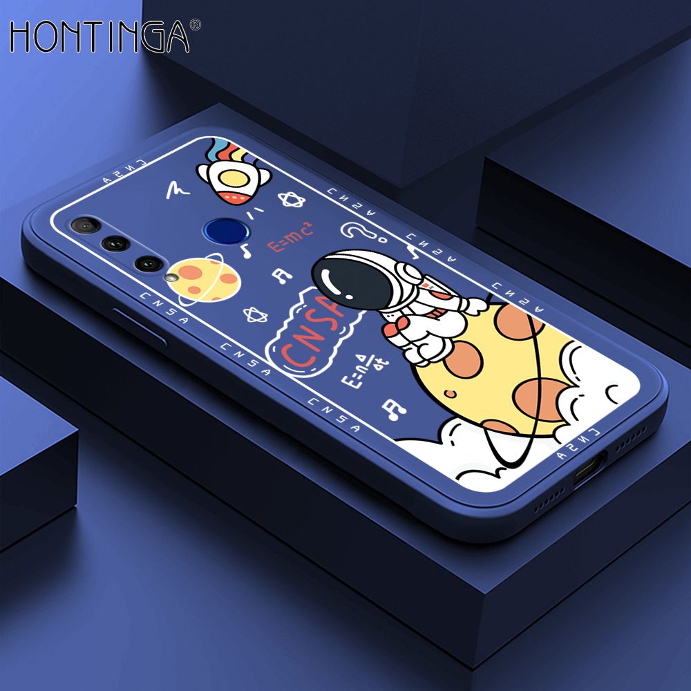 Hontinga for Honor 20 Lite Case Cartoon Astronauts Phone Case Phone Case Soft Square Edge Silicone Cases Full Lens Cover Shockproof Protection Cover