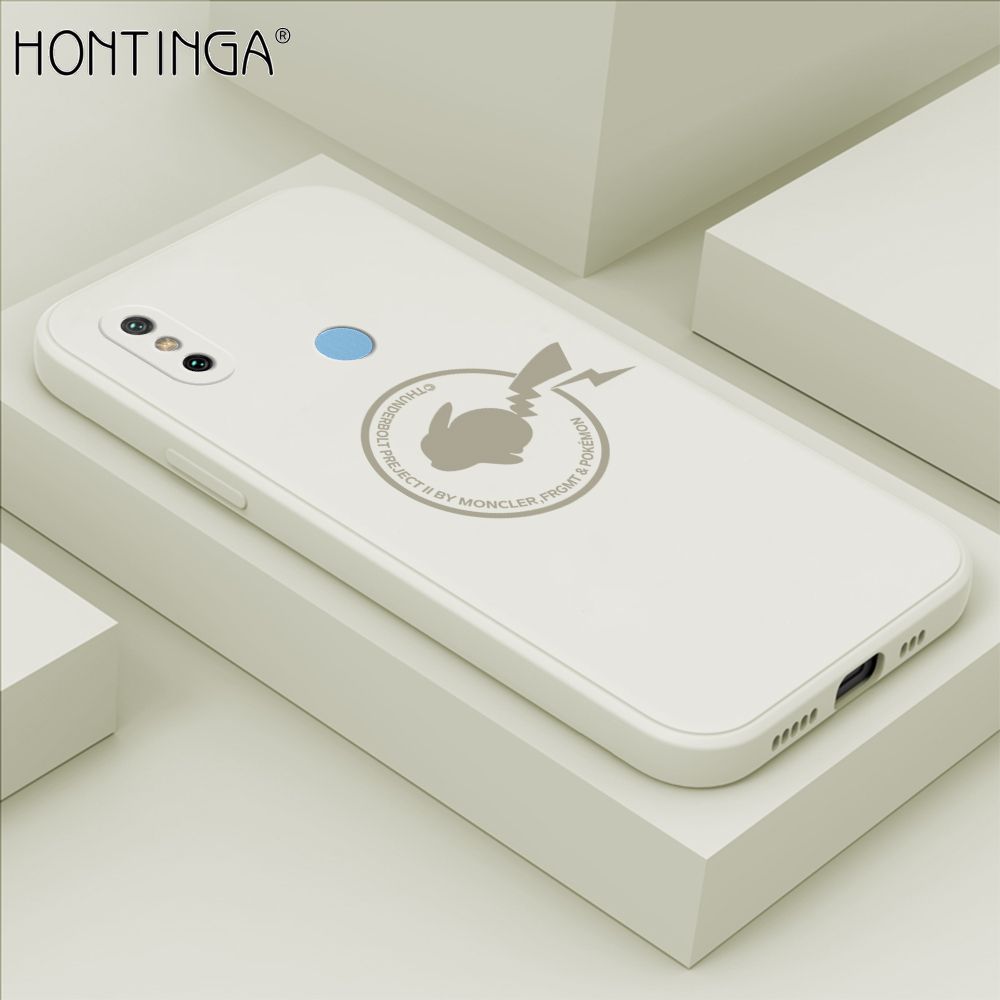Hontinga for Xiaomi Mi 6X Case Cartoon Pikachu Pokemon Phone Case Liquid Silicone Casing Full Cover Camera Shockproof Protective Case