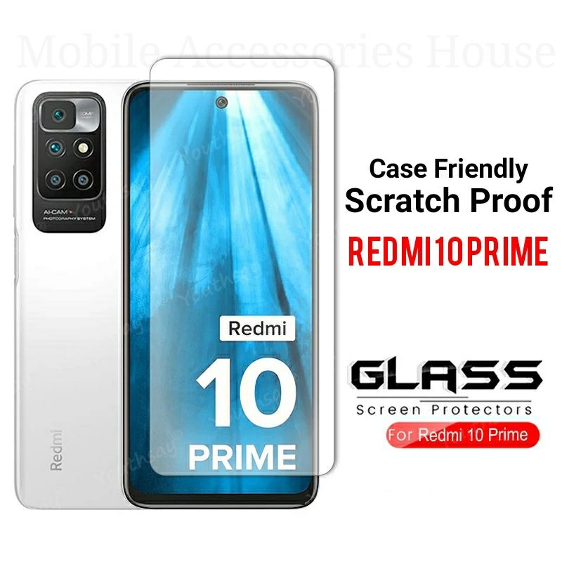 For Xiaomi Mi Redmi 10 Prime Scratch Proof Clear Transparent HD Tempered Glass Screen Protector Case Friendly - (Not Full Coverage)