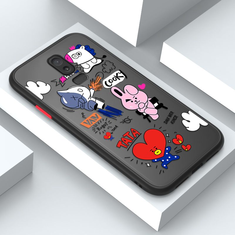 Jizetin for Samsung J8 2018 Cover BTS Animation Image Soft Edge Frosted Transparent Phone Case