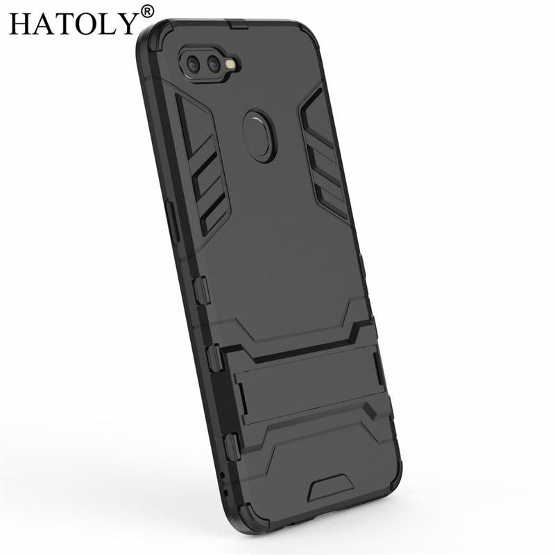 Oppo A7 Armor Shockproof Phone Back Cover - Black