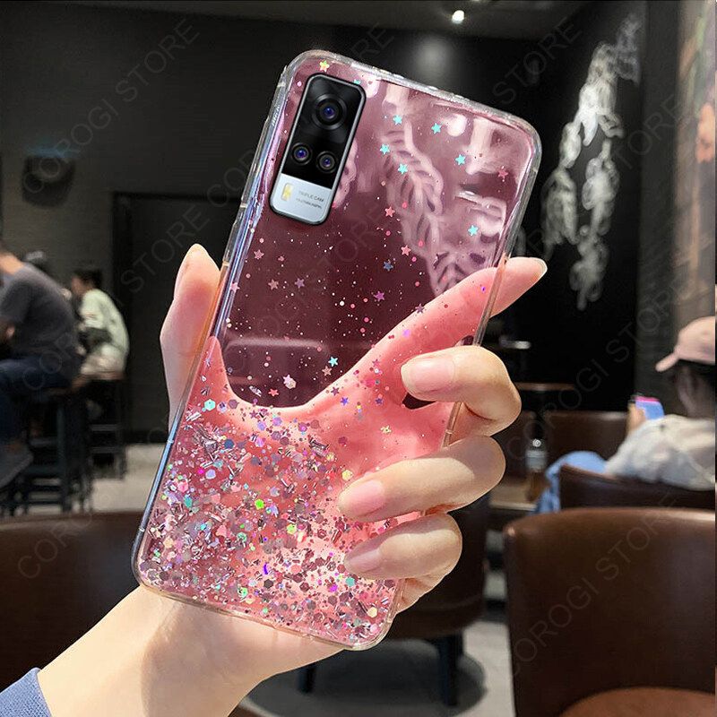For Vivo Y51 Cover Fashion Shiny Glitter Starry Space Girls Slim Phone Case Clear Soft TPU Silicone Bumper Shockproof Protective Back Cover