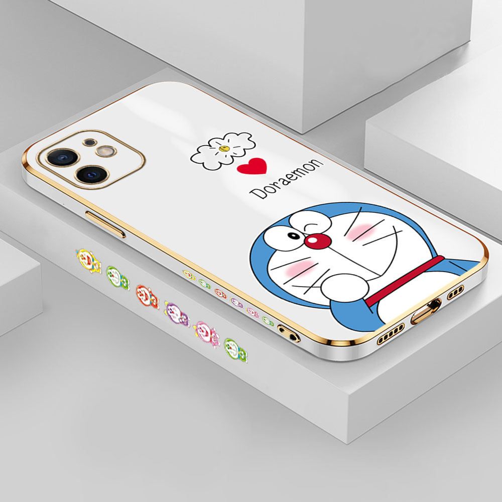 Jizetin (Free Lanyard) iPhone 12 Mini Case Cute Jingle Cat Luxury 6D Plating Soft Casing Silicone Ultra Thin Phone Cover