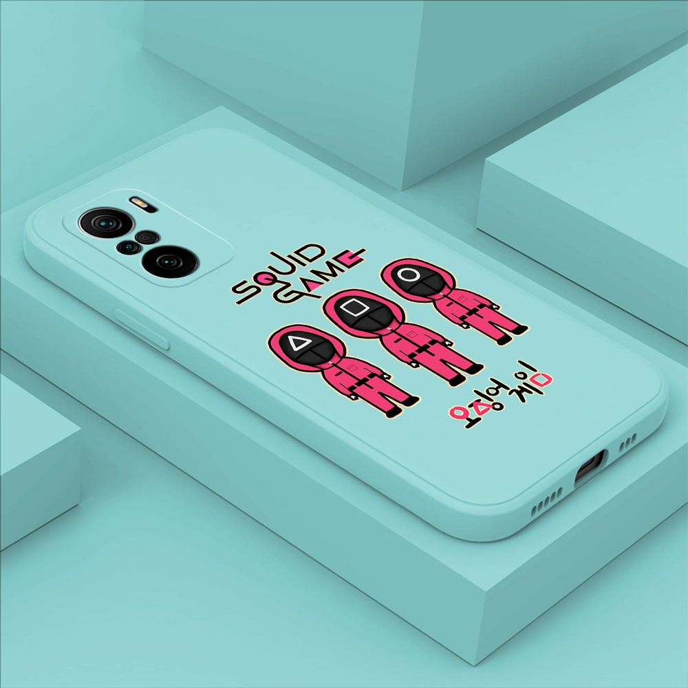 ZeroQiQi for Xiaomi Redmi K40 Pro Case Trend Cartoon Korean Squid Phone Cover Liquid Silicone Case Phone Protective Case