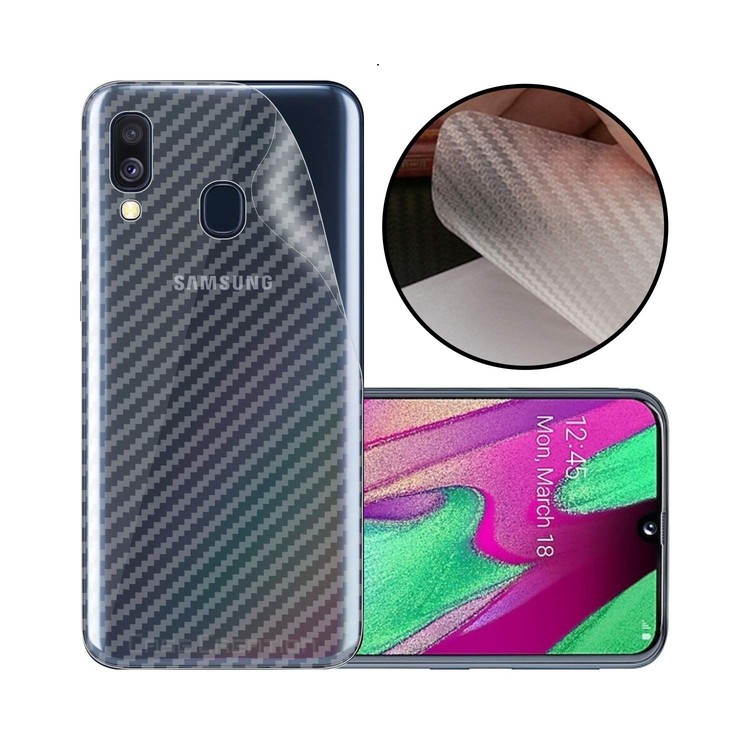 Samsung Galaxy A20E Carbon Fiber Sticker Vinyl Back Poly Skin Protector