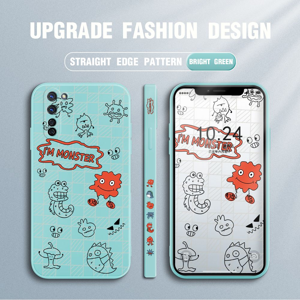 Jizetin for OPPO Reno3 5G Case Side Design Phone Cover Printed Text “I Am Monster ” Cover Square Edge Pattern Liquid Silicone Trend Case