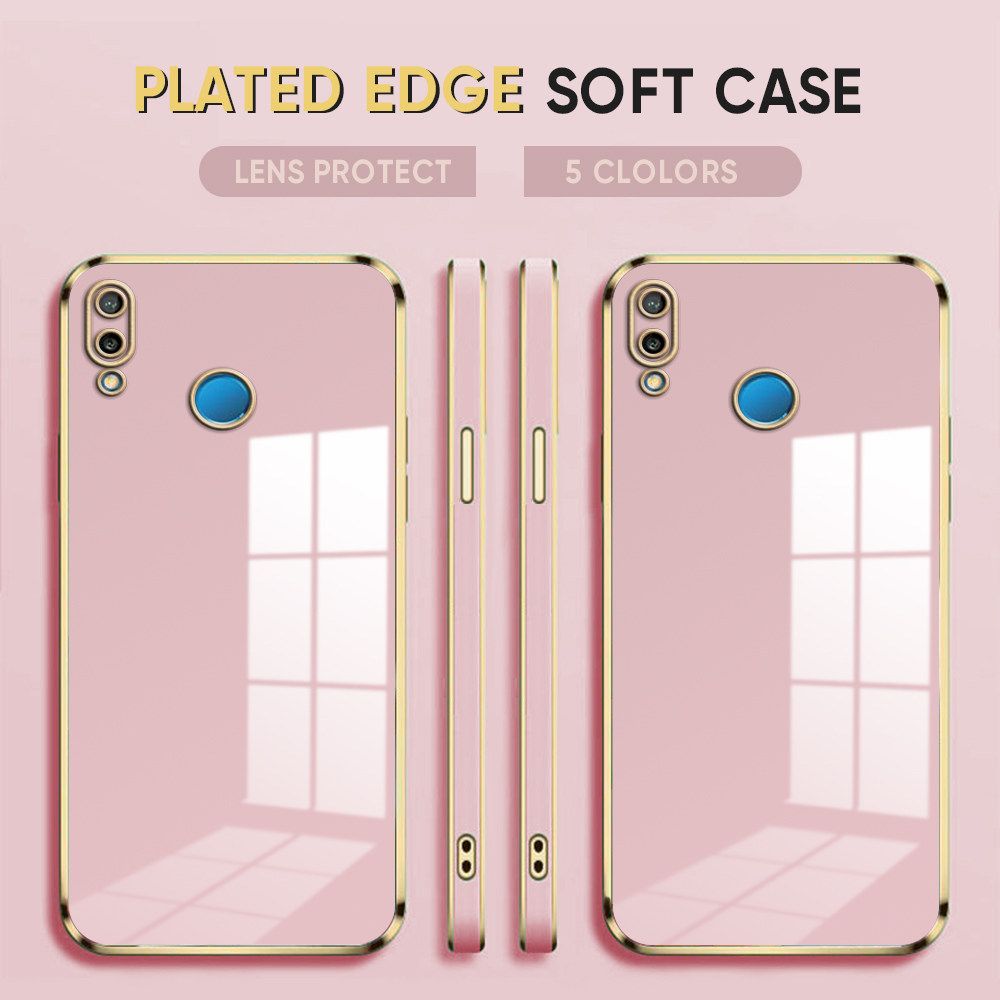 Luxury 6D Plating Case for Huawei P Smart Plus Soft Silicone Square Frame Back Cover Shiny Bling Phone Cases