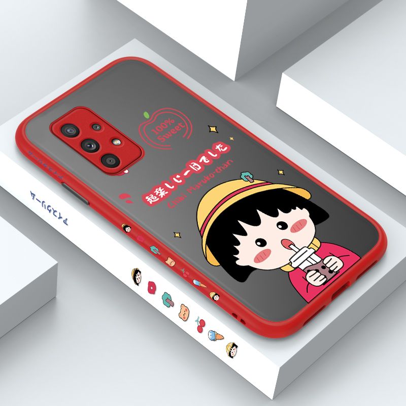 ZeroQiQi for Samsung A52 5G Case Chibi Maruko Side Printing Cover Frosted Ultra Thin Protective Anti Fall Phone Case