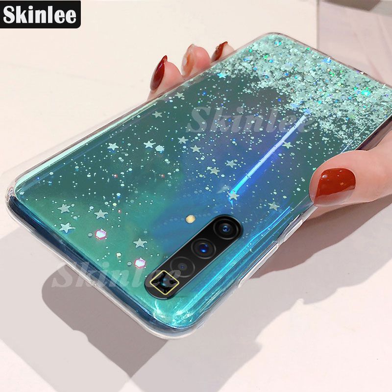 Back Cover For Realme X3 Phone Case Glitter Silicone Soft Full Starry Sky String Glitter Transparent Space Stars Moon Realme X3 Case