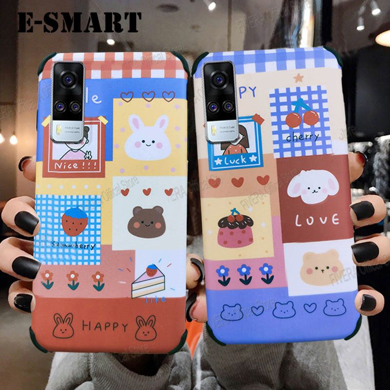 Phone case Vivo Y51 Back Cover Cute Cartoon Lattice boys and girls Matte Couple Cover Silicone Hard Shockproof Vivo Y51 case