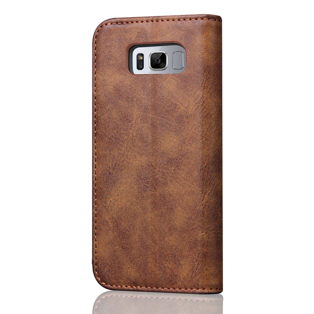 Pu Leather Protective Case With Stand And Card Slot For Iphone For Samsung Brown For Samsung S8