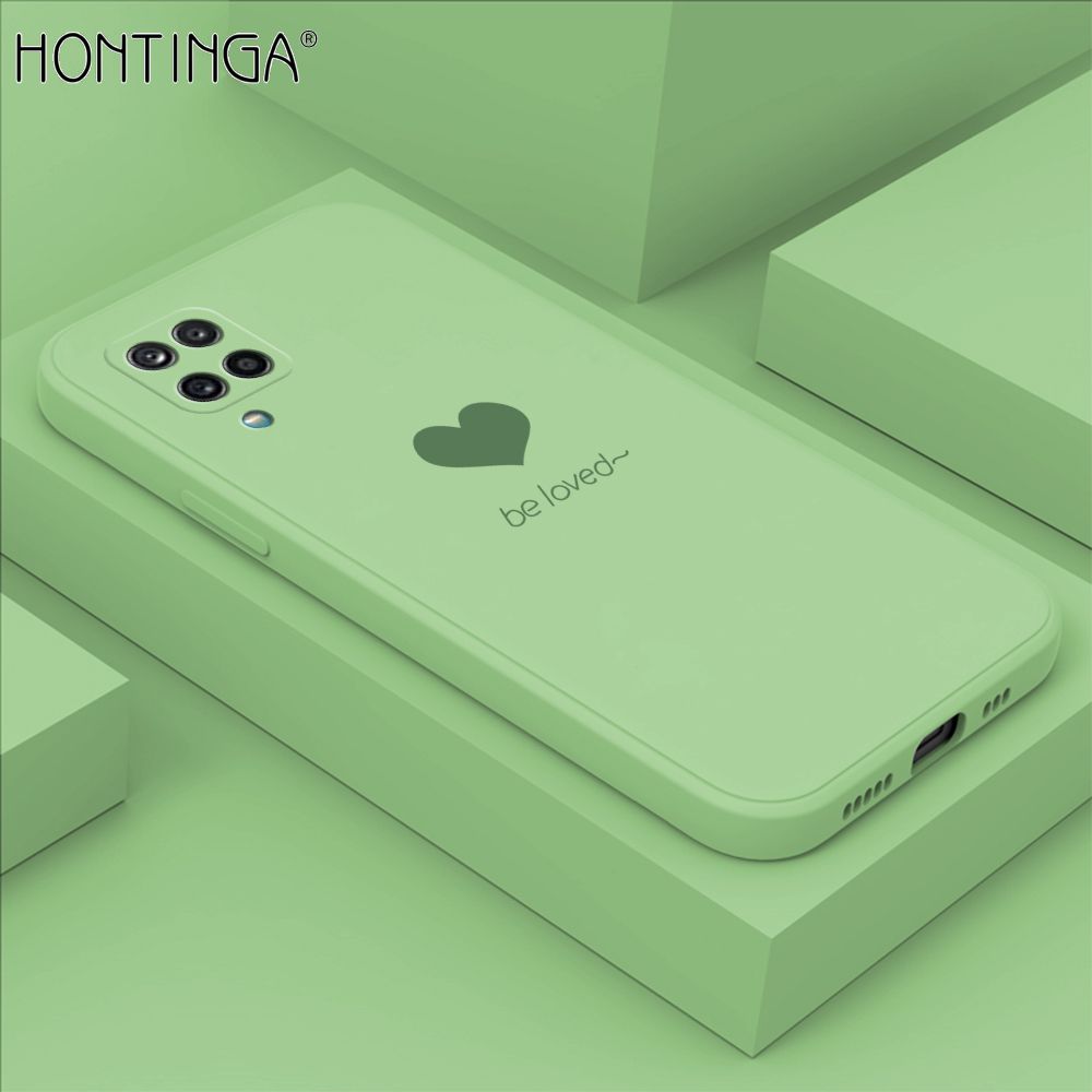 Hontinga for Samsung A42 5G Case Simple Lover Heart Pattern Back Cover Soft Square Edge Liquid Silicone Phone Cases