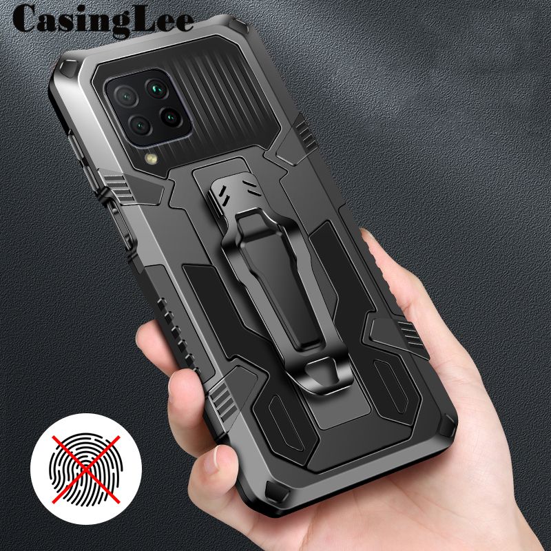 Casinglee For Samsung Galaxy A12 Case Shockproof Armor Stand case with Metal Clip Back cover Samsung A12 Phone cases Car Mountaineering phone case