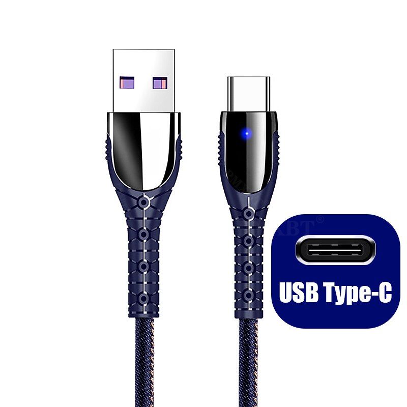 LED Supercharge USB Cable 5A Fast Charging Data Cord For Huawei Mate P40 P30 Mobile Phone Quick Charge Charger Wire USB Cable 2M